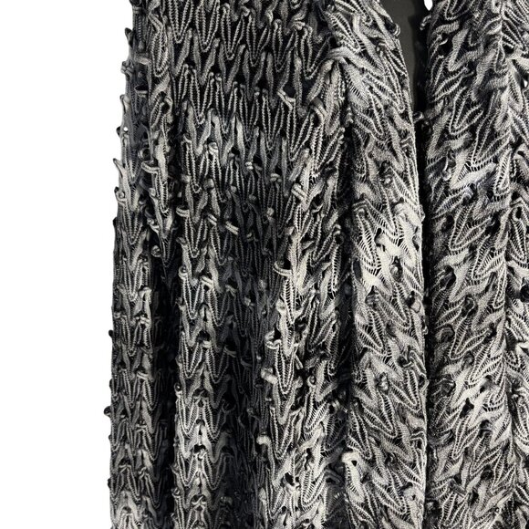 Crinkled Open Front Cardigan By Tribal Large Gray Textured Knit Lightweight Laye - Picture 5 of 5